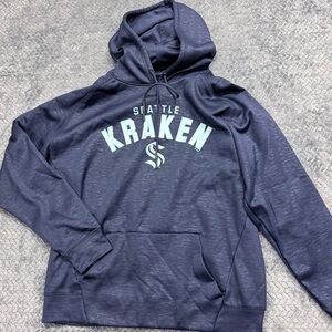Official NHL Seattle Kraken Men's Fleece Hoodie - Navy Blue Heather Size Medium
